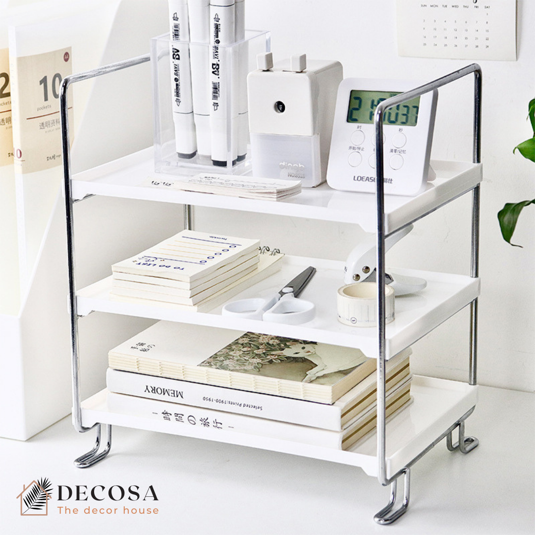 Kệ mini 3 tầng khung sắt đựng đồ trang trí bàn học