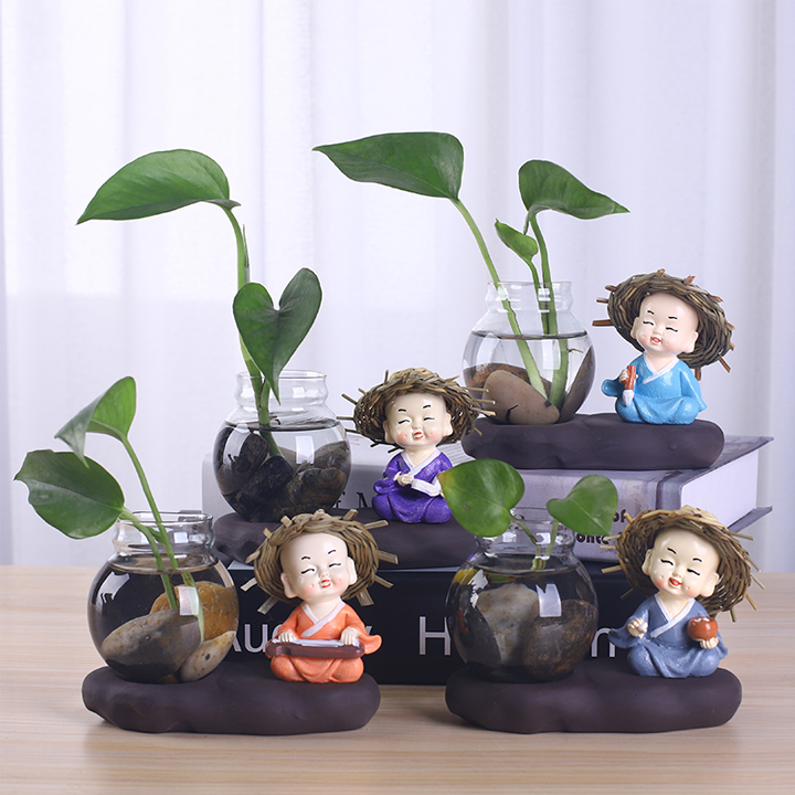 Bộ tượng tứ cầm kì thi họa (kèm bình thủy tinh)