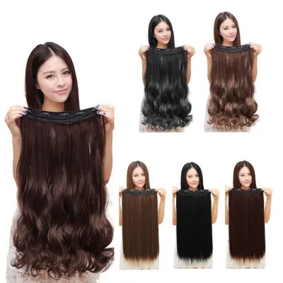 SHEDE Full Head Straight Curly for Women Heat Resistant Hair Extensions Clips In Hair Extensions Invisible Hairpiece Synthetic Wig
