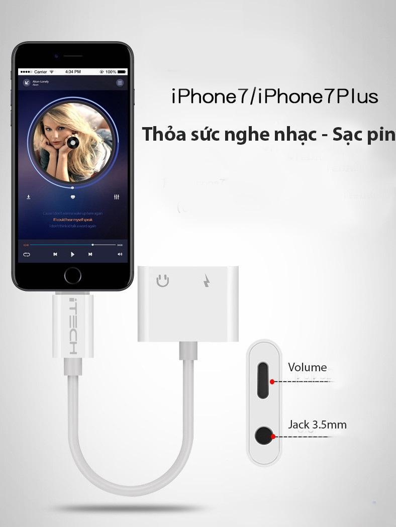 Cáp Chuyển Đổi Lightning Sang 3.5mm Và Chân Sạc Lightning - Model ITECH