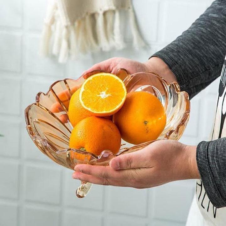 Đĩa 3 chân thủy tinh vàng