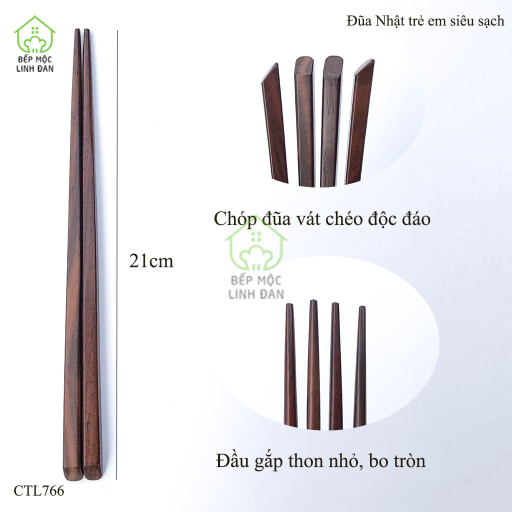 Đũa Nhật Trẻ Em Gỗ Trắc HAHANCO [CTL766] (01 đôi) Giúp Bé Dùng Đũa Dễ Dàng