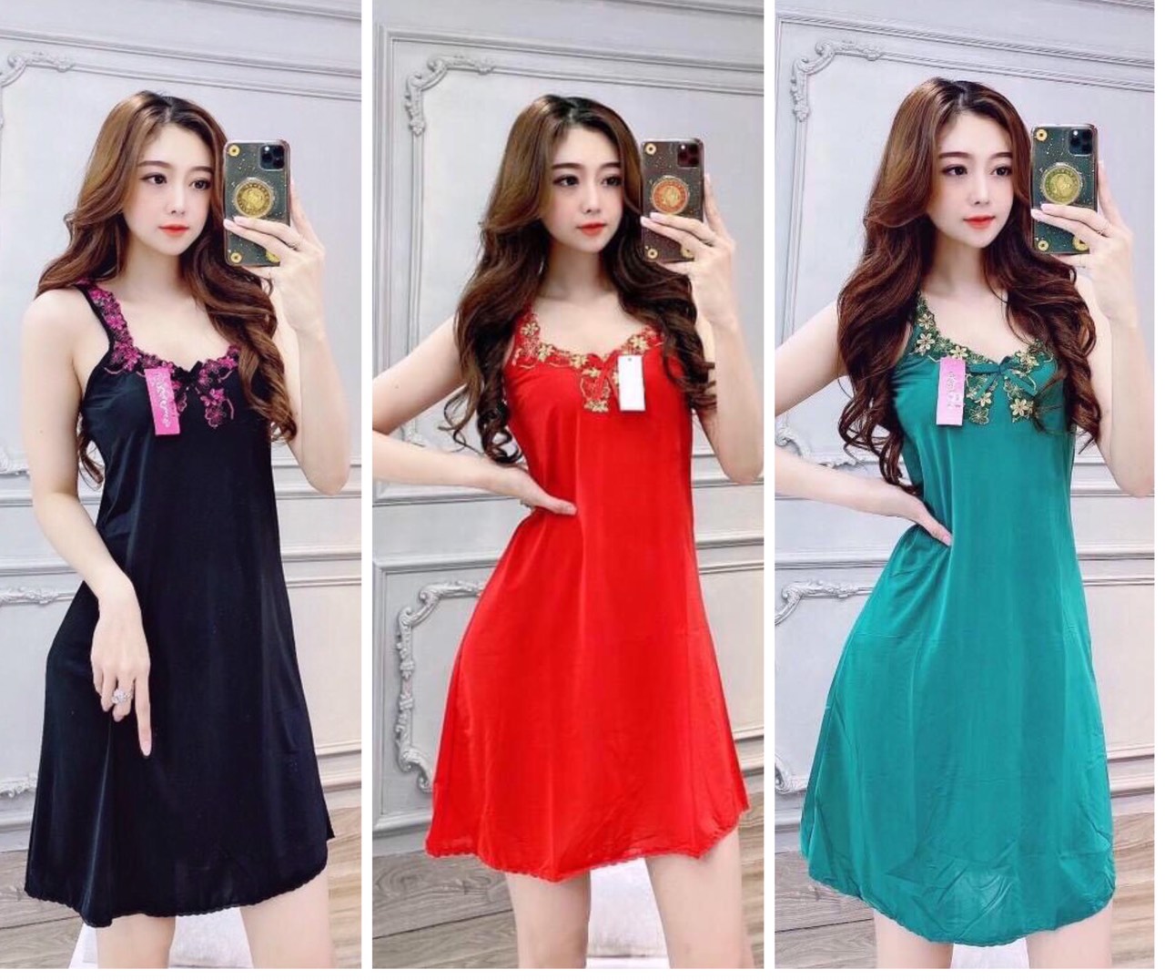 Đầm Nữ Đầm Thun Lạnh Dây Bản Mặc Nhà Cao Cấp