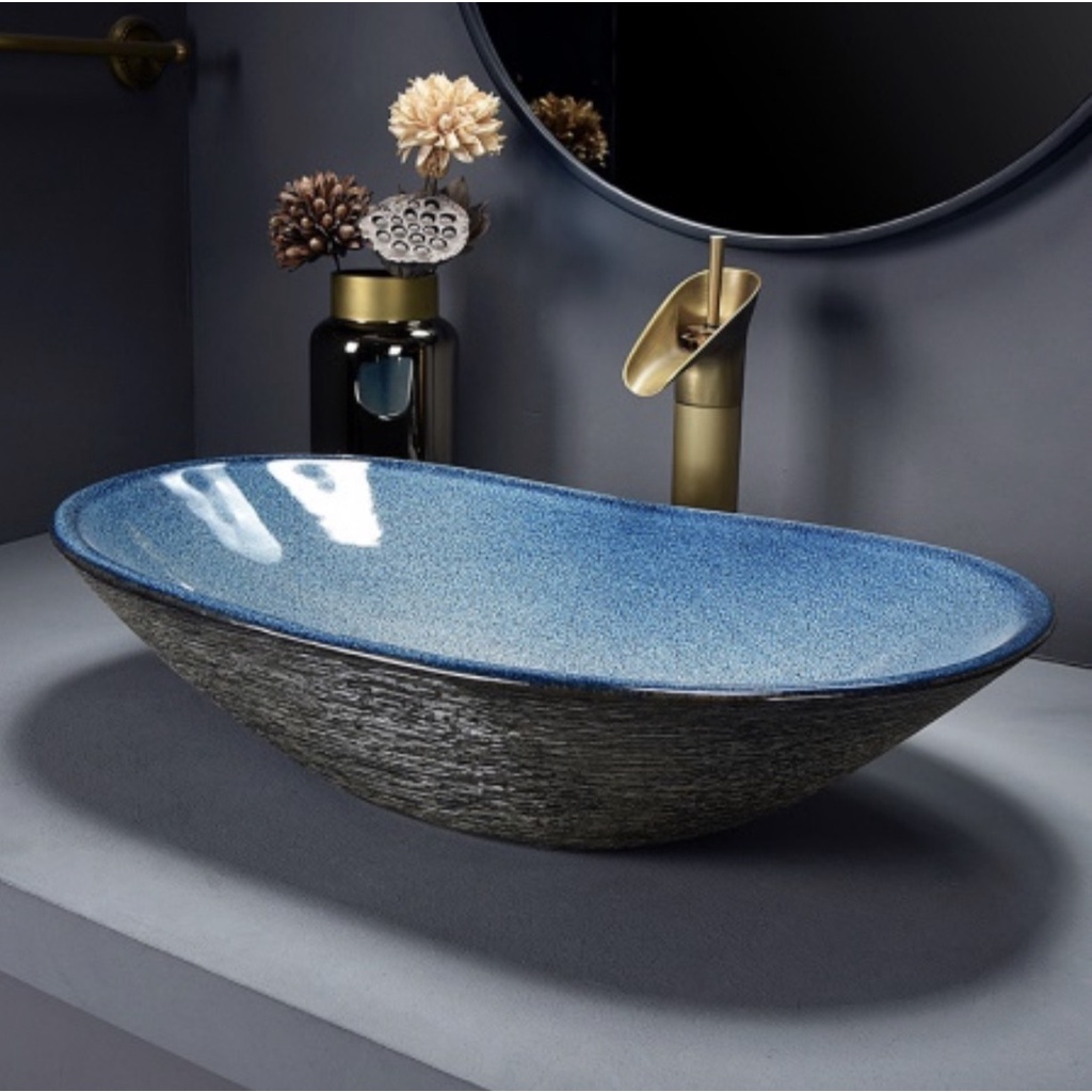 Lavabo (ChậU RửA MặT) ThuyềN Xanh Đen 580X340