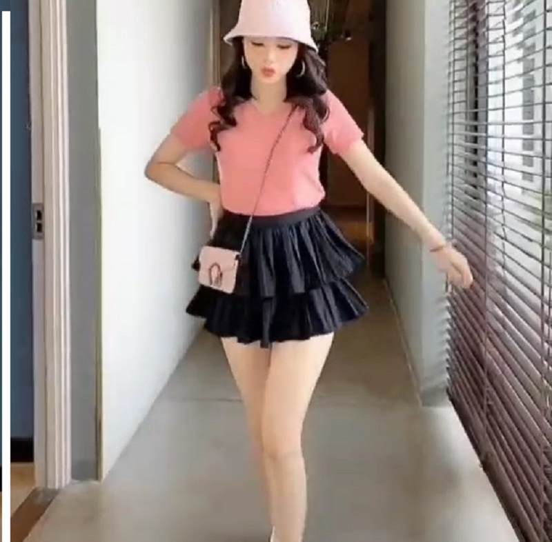 Váy xòe dập ly thời trang bt fashion - va16 - có quần lót bên trong