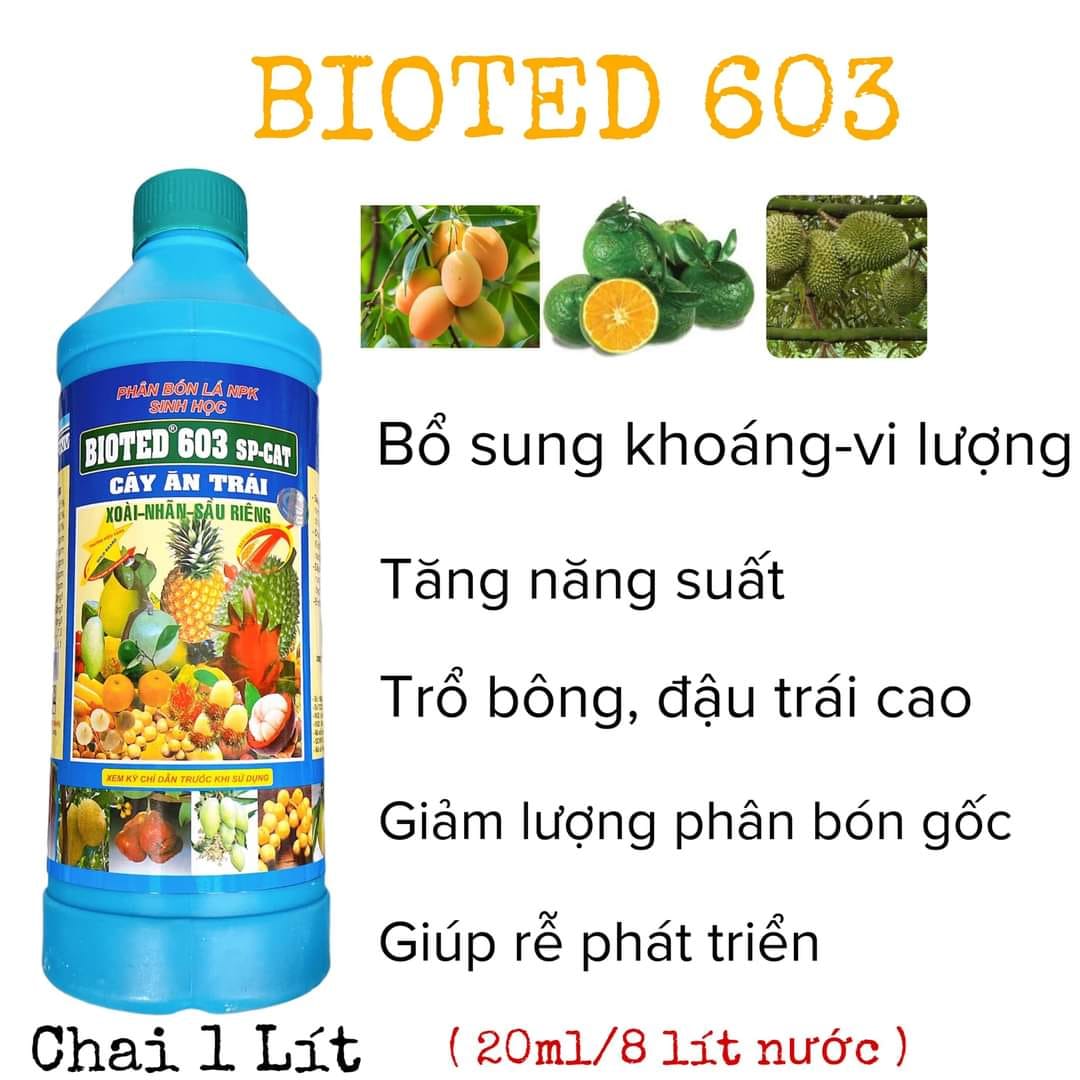 Phân bón lá sinh học BIOTED 603 - Cây ăn trái (Chai 1 lít)