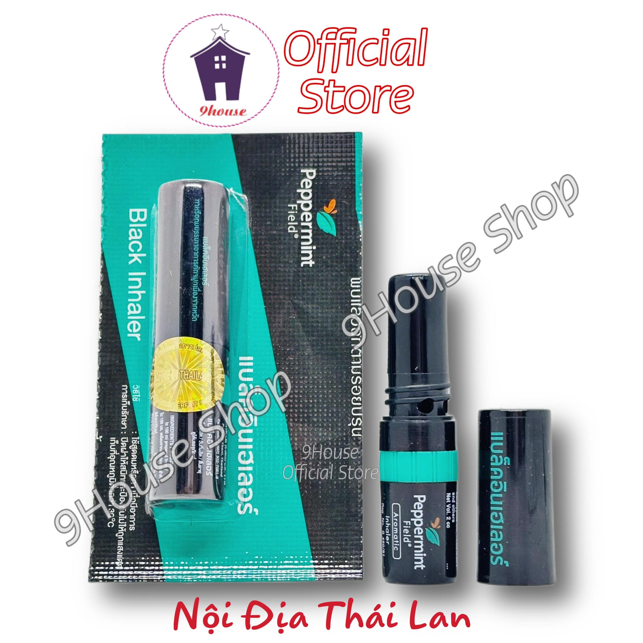 (Black) 01 Ống hít ĐEN 2 Đầu Black Inhaler Peppermint Thái Lan