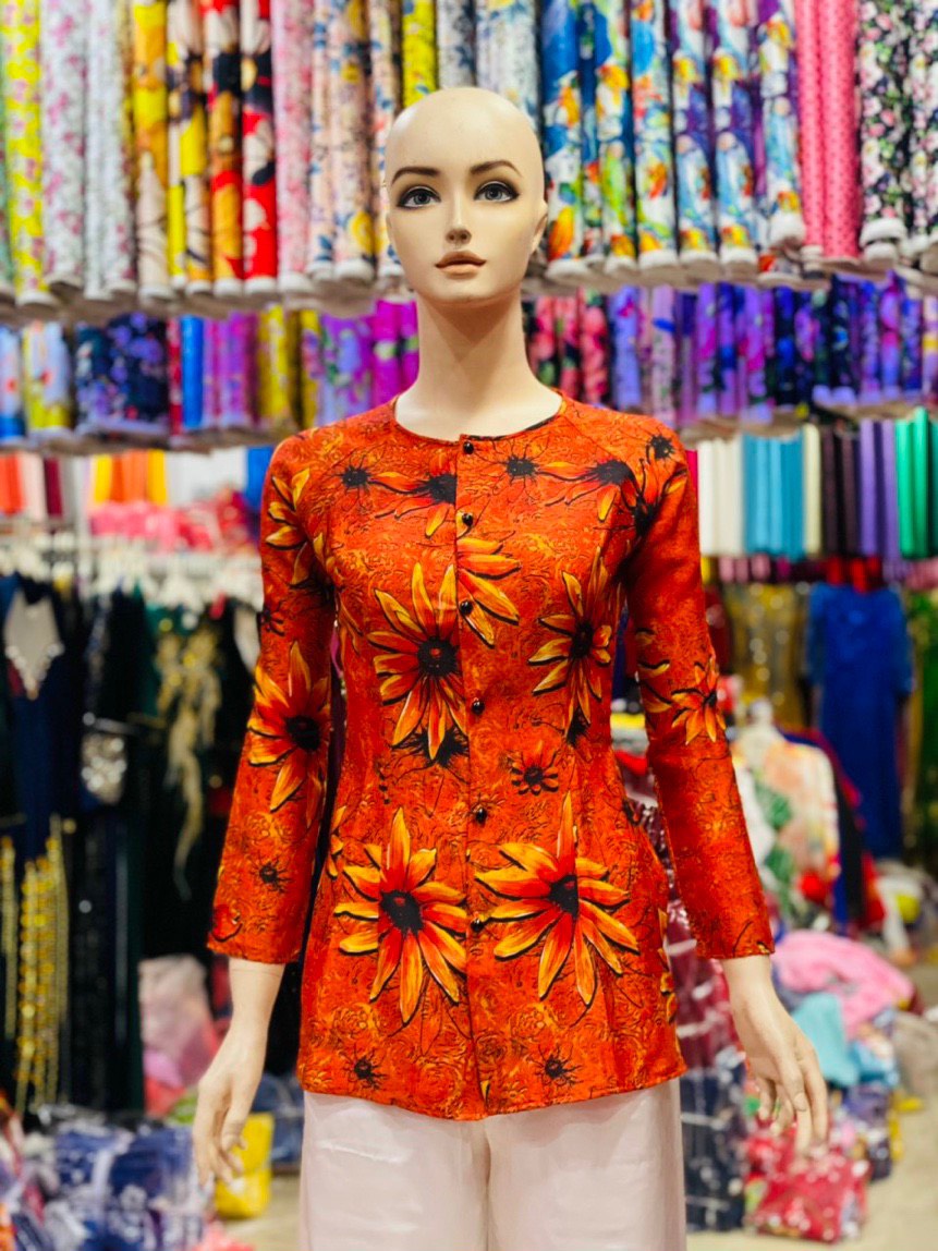 Áo bà ba vải lụa hawai 3d hoa