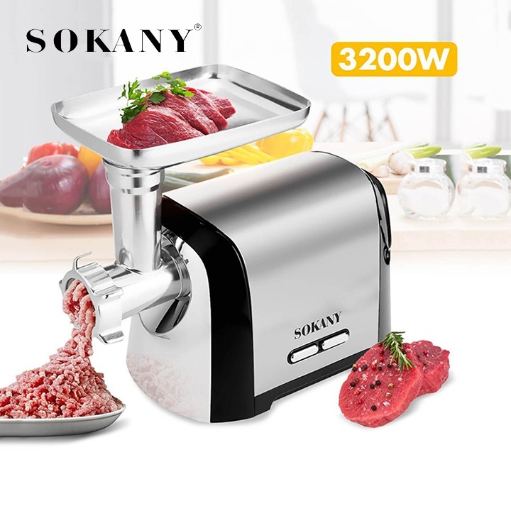 Máy đùn thịt làm xúc xích, xay thịt Sokany 3200W