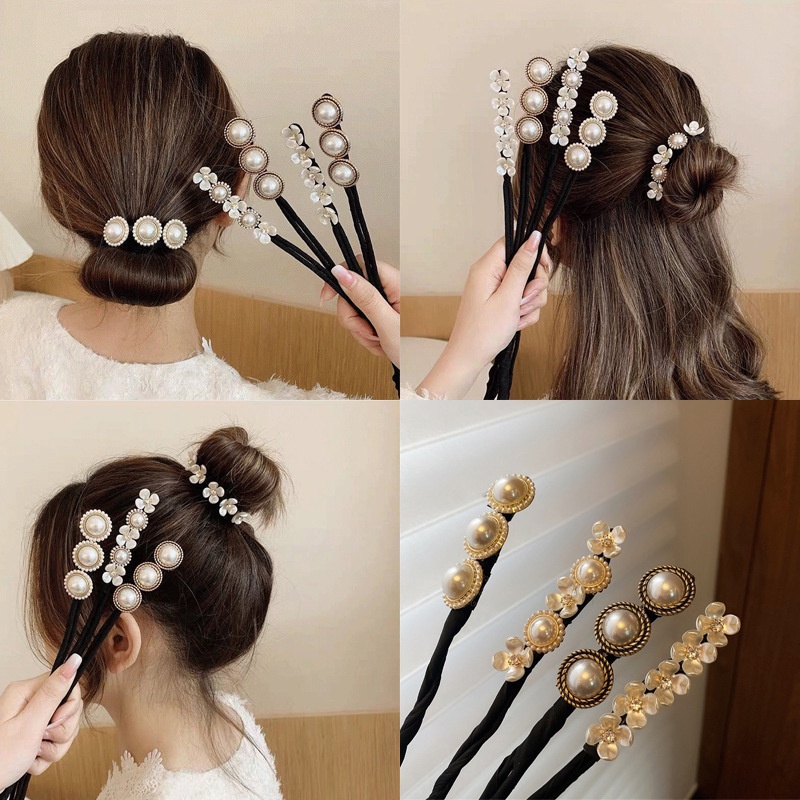 Dụng Cụ Búi Tóc Đính Hoa Vải Cho Nữ