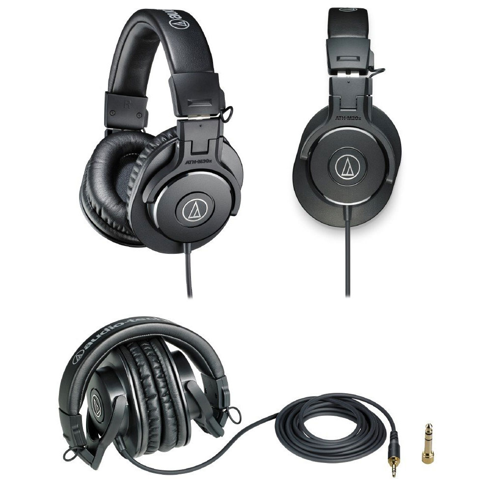 Audio-Technica ATH-M30x Professional Studio Headphones, Black