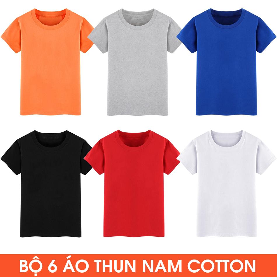 [HCM]BỘ 6 áo thun trơn nam TRẮNG - ĐEN - XÁM - CAM - XANH DƯƠNG - ĐỎ - B6N01 - thương hiệu blackshop