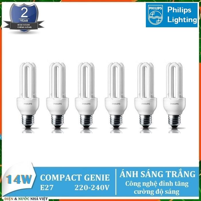 Combo 6 bộ - bóng đèn philips genie 14w e27 huỳnh quang compact
