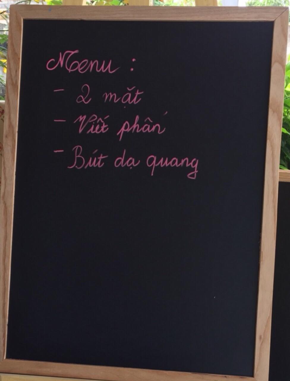 Bảng Menu khung gỗ 50*70 cm ( Tặng kèm bút dạ quang, bông lau, hộp phấn)