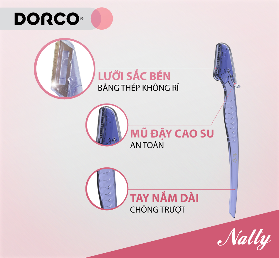 Combo 06 dao cạo chân mày DORCO Natty Eyebrow