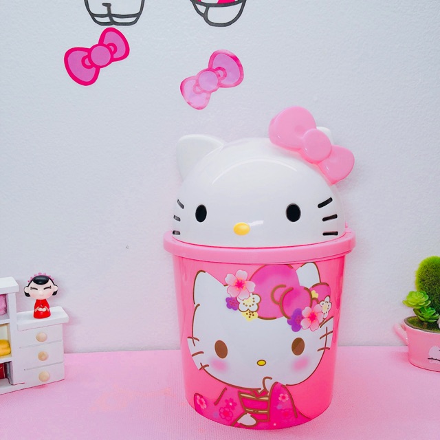 Thùng 2 In1 Đựng Rác Và Khăn Giấy Hello Kitty