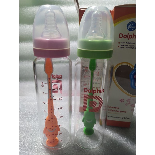Bình Sữa Thủy Tinh Thường Dolphin 120ml/ 240ml