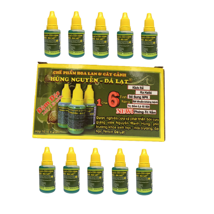 Hộp 10 lọ chế phẩm Hùng Nguyễn chuyên kích rễ, kích chồi cho hoa lan cây cảnh