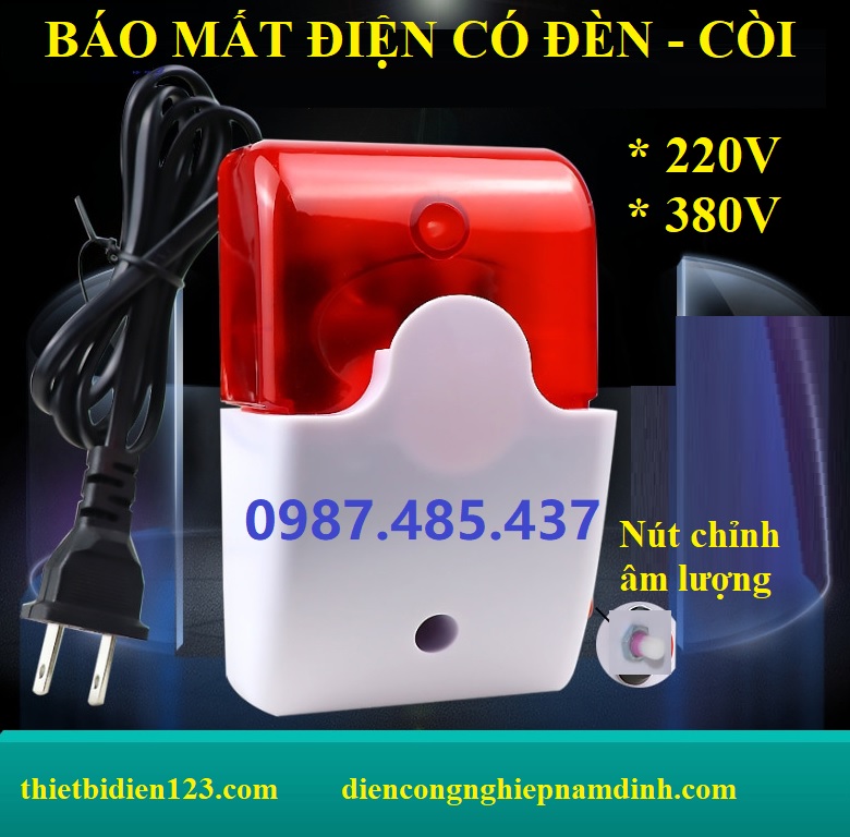 Còi Báo mất pha - mất điện 1 pha 3 pha - Chuông báo động mất điện mất pha