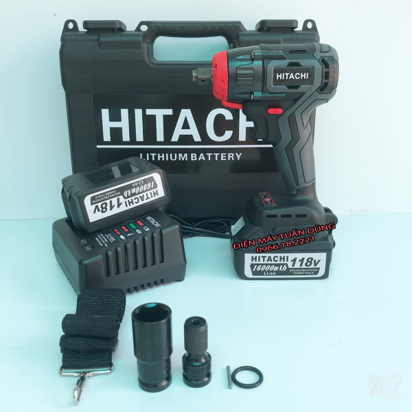 Máy siết bulong KHÔNG CHỔI THAN Hitachi 118V - 3 ĐÈN LED Kèm đầu chuyển vít
