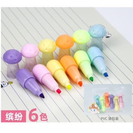 Bộ 6 Bút Đánh Dấu Highlight Hình Nấm