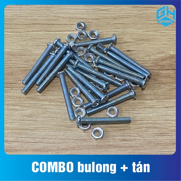 COMBO 20 con Bulong ốc vít SIZE M2 + tán (đai ốc)