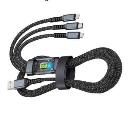 Dây cáp 3 đầu, hỗ trợ sạc nhanh 100w, 3 cổng sạc micro usb type c