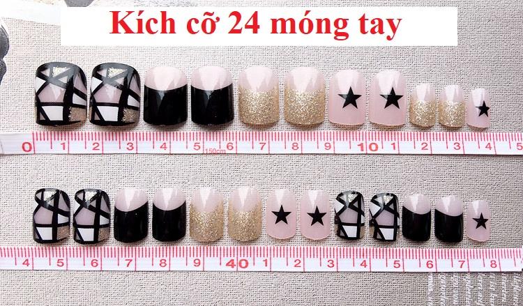 Bộ 24 móng tay giả đỏ tía nhọn (kèm keo)
