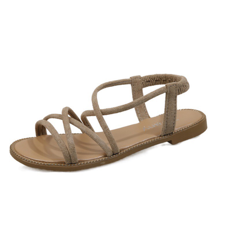 Dép Sandal nữ đế bằng quai mảnh da lộn êm chân đi được 2 kiểu-SB16