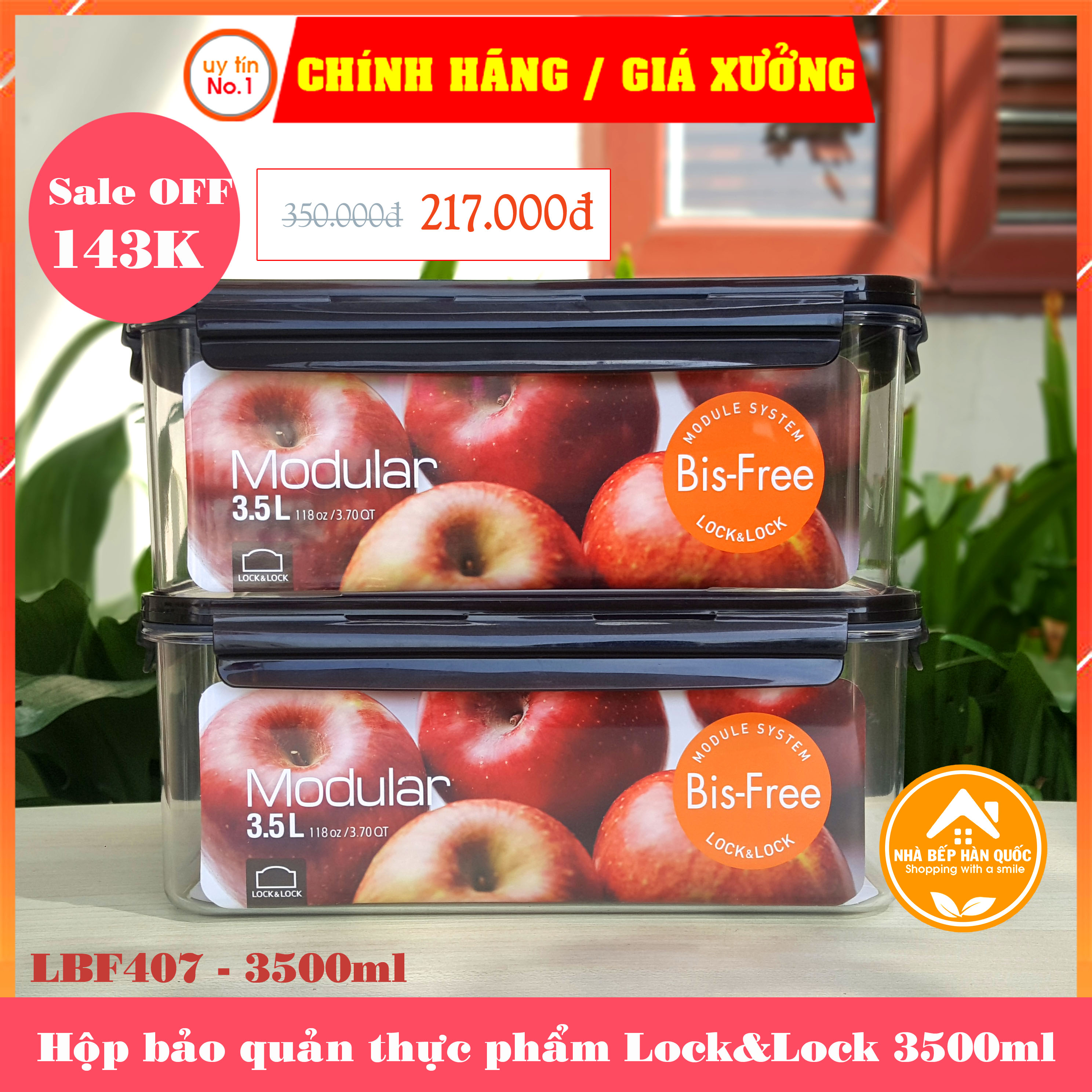 Hộp bảo quản thực phẩm 3500ml &4800ml  Lock&Lock Bisfree Modular - LBF407&LBF408