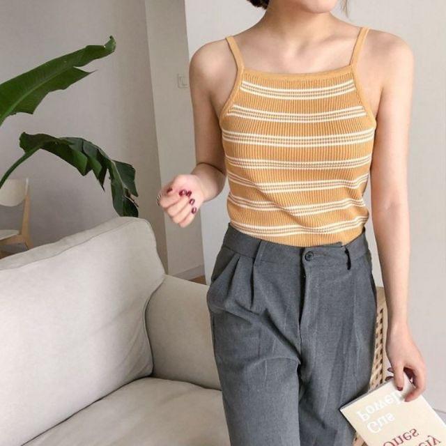 A105_áo 2 dây len tăm cổ yếm