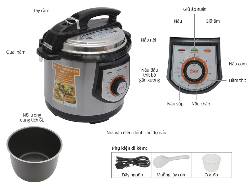 Nồi áp suất điện Comet CM6151