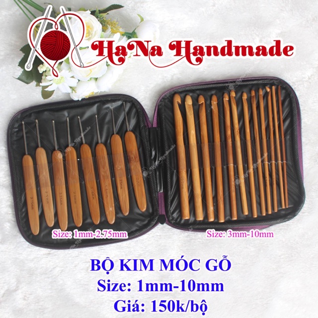 Bộ kim móc cán gỗ 150k/ bộ