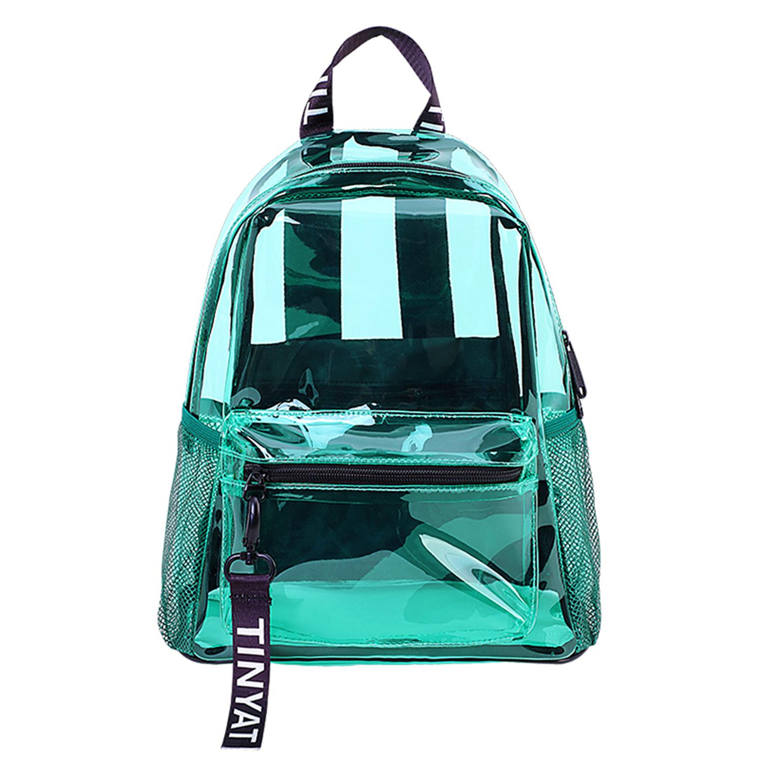 TINYAT Clear Backpack PVC Bookbag Transparent School Bag Waterproof Women Casual Jelly Bag