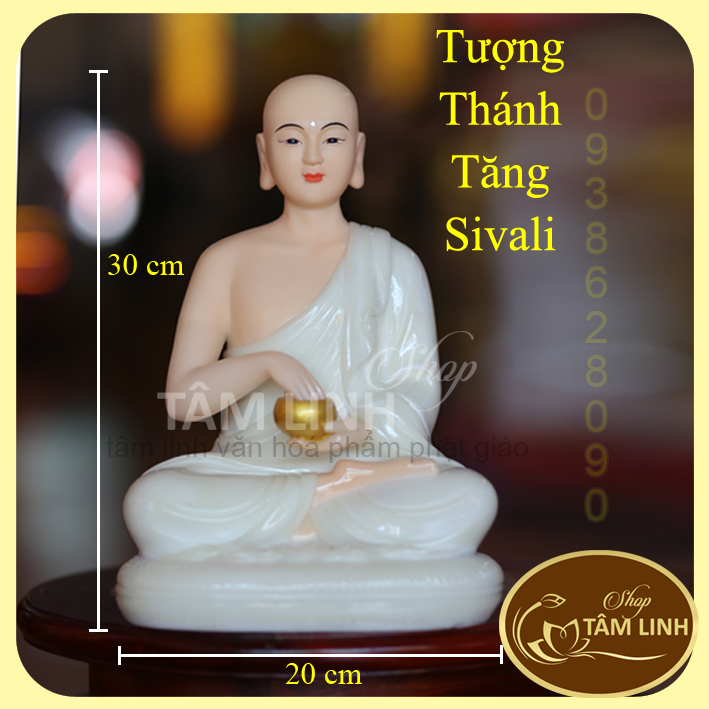 Tượng ngài thánh tăng sivali cao 30 cm bằng đá poly nhiều màu- tâm linh shop_0938628090