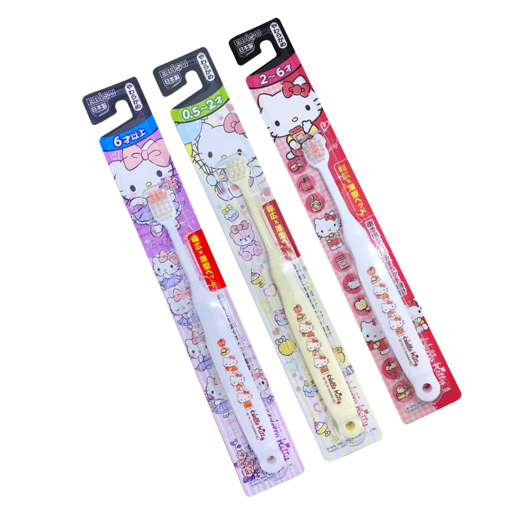Bàn chải đánh răng Ebisu Hello Kitty cho bé từ 6 tháng tuổi