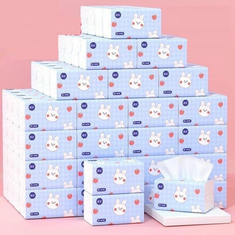 [ FREE 20K SHIP ] Combo 10 gói Khăn giấy rút giấy ăn hình thỏ hàng nội địa trung an toàn cho trẻ em , giấy ăn siêu dai siêu mịn không chất tẩy trắng an toàn cho trẻ nhỏ, giay an