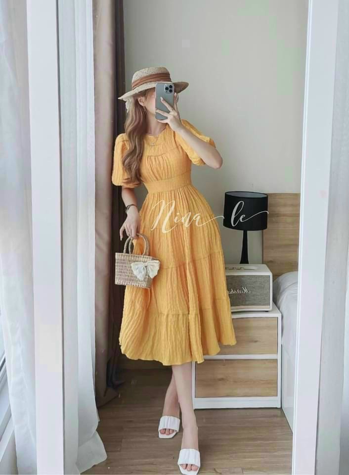 Đầm Xốp  Tay Phồng Thiết Kế Cá Tính Dễ Thương. DX1