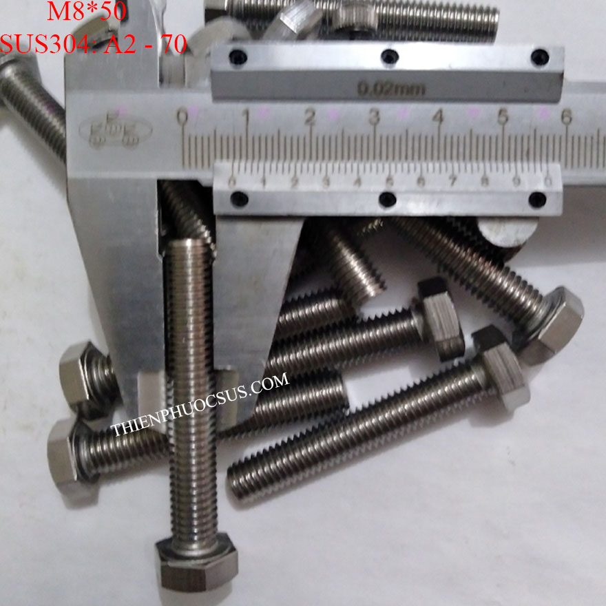 Bulong M8*50. DIN 933, SUS304 (10 cái)