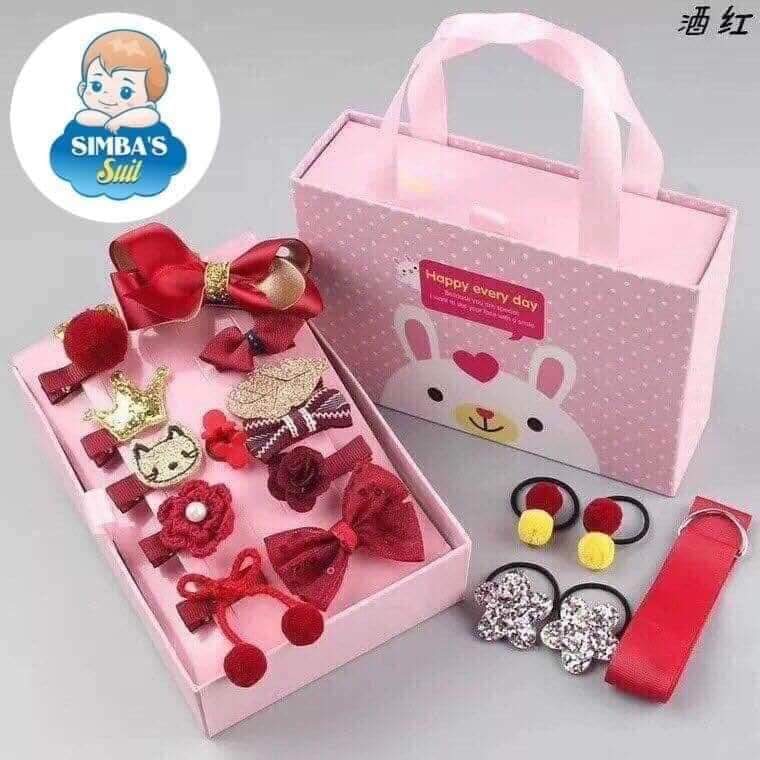 [QUA TANG] Kẹp tóc cho bé gái - hộp 18 món