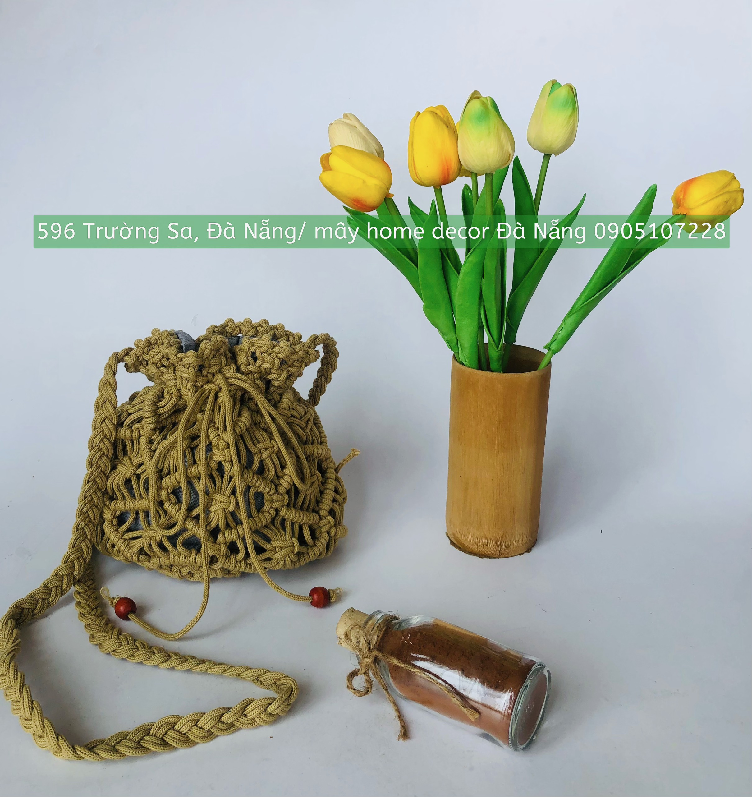 Túi đeo chéo Macrame thiết kế Hoa Hồng - Rose Macrame Cross bag