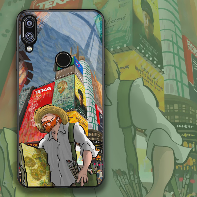 Ốp lưng huawei nova 3i, 3e mặt kính sáng bóng, hình tranh van gogh