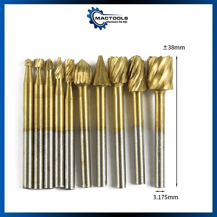 Bộ 10 mũi phay gỗ mạ titan tốc độ cao