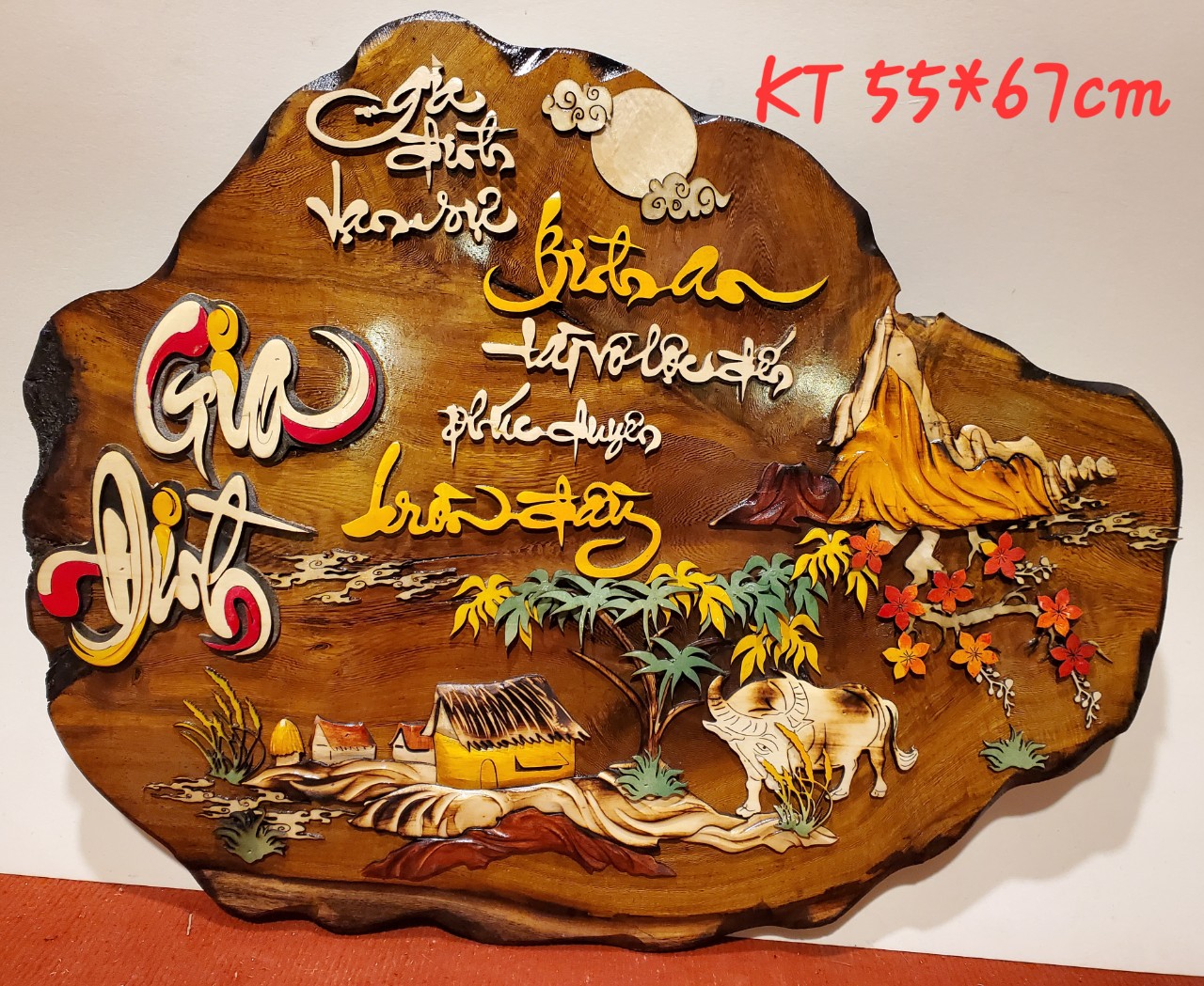 Tranh gỗ ghép thư pháp chữ gia đình