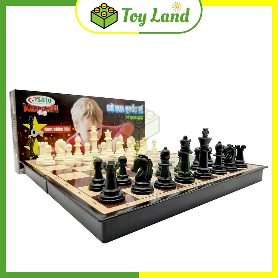 [Sato] Bộ Cờ Vua Trắng Đen Size Lớn Có Nam Châm Loại Cao Cấp Đồ Chơi Trí Tuệ Thể Thao Board Game Cờ Quốc Tế