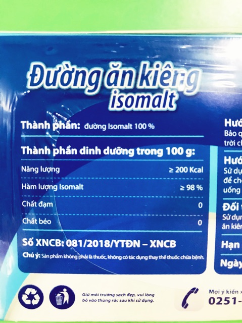 Đường ăn kiêng Isomalt Biên Hoà 250g (50gói)