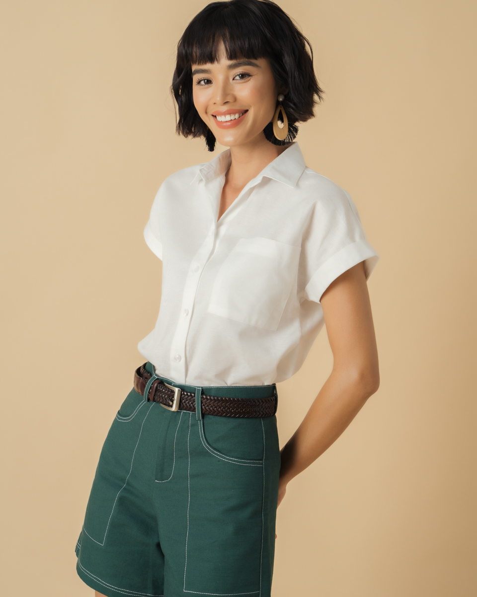 Áo Sơ Mi Linen Trắng Becoming Discover SMW429-T
