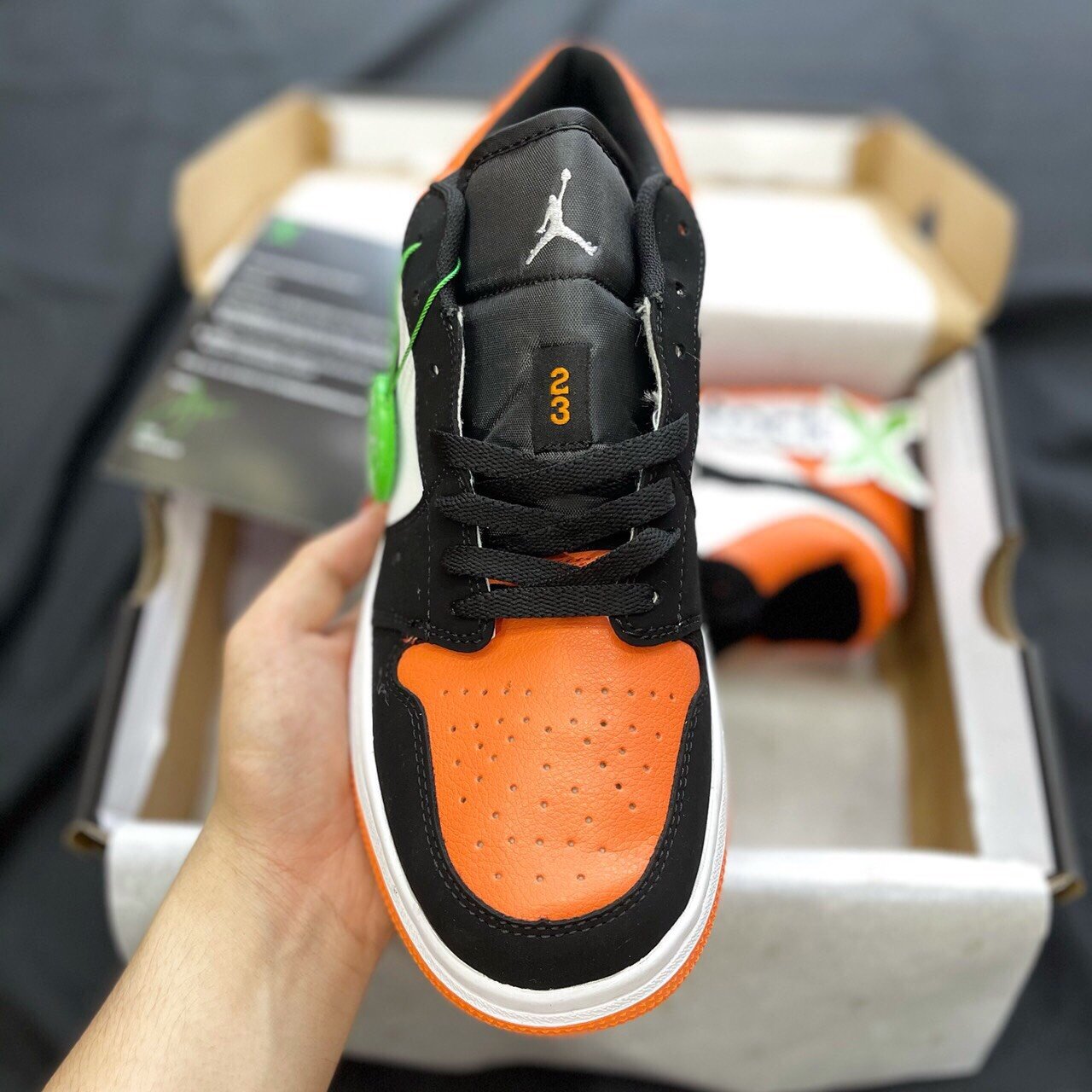 [Fullbox & Freeship] Giày Thể Thao Sneaker Jodan cổ thấp Cam đen - Nam Nữ