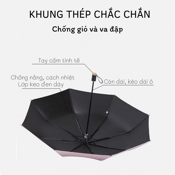 Ô Dù Che Mưa Đi Nắng Cao Cấp Gấp Gọn Chống Tia UV Chất Liệu Vải Dù Chống Nhăn, Ô Dù Chống Tia UV Gấp Gọn Mini Đi Che Mưa Che Nắng Ngoài Trời Cầm Tay NX-11
