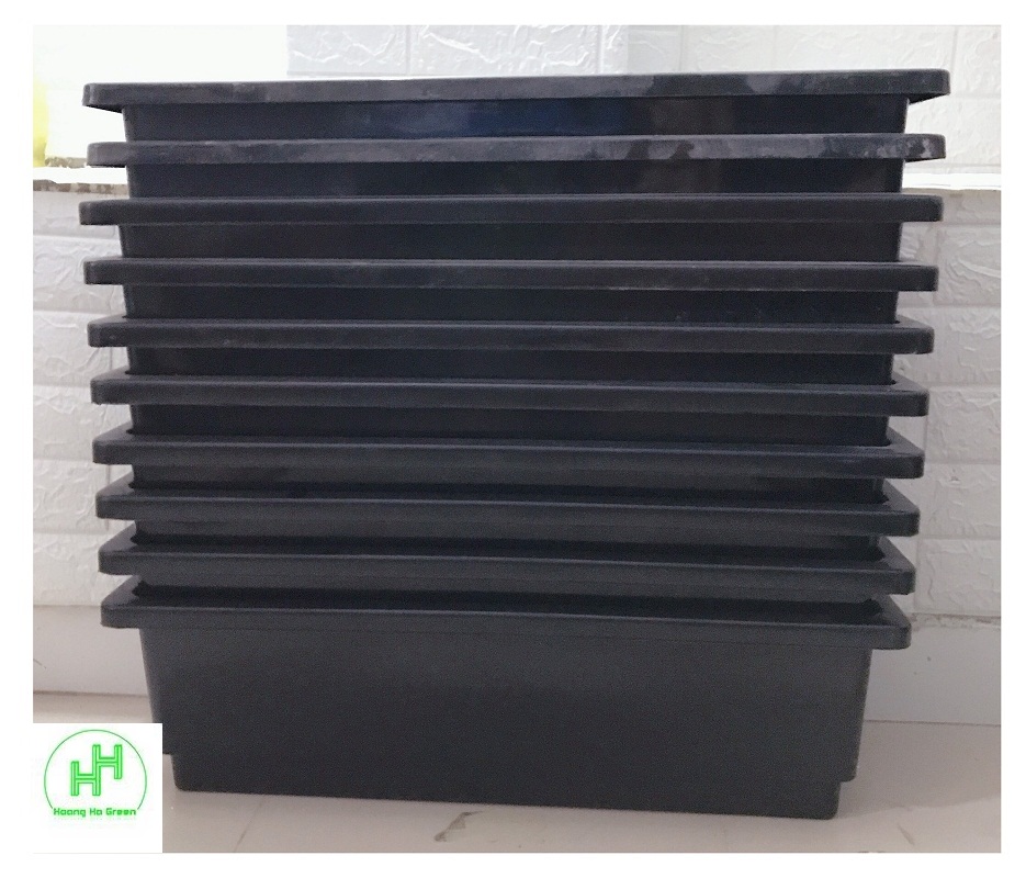 10 Chậu/ Khay/ Máng Nhựa Trồng Rau, Trồng Hoa, Cây Cảnh Kích Thước 67X24X19Cm - Màu Đen